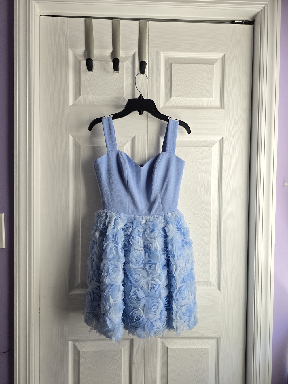 Light Blue Floral Rosette Party Dress Size XXS length 30in